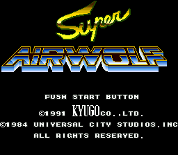 Super Airwolf title screen for Sega Mega Drive